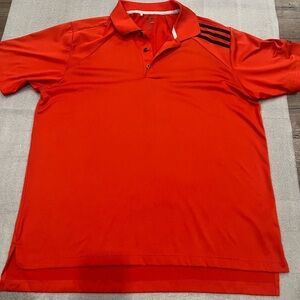 [L]Adidas Red Climacool Men's Red Polo Shirt